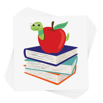 Kids back to school bookworm metallic temporary tattoos.